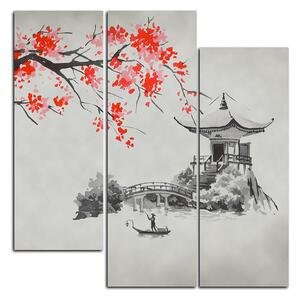Obraz na plátně - Tradiční ilustrace Japonsko - čtverec 360C (105x105 cm)