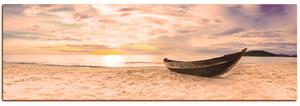 Obraz na plátně - Člun na pláži - panoráma 551FA (105x35 cm)