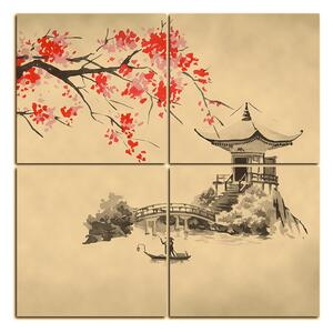 Obraz na plátně - Tradiční ilustrace Japonsko - čtverec 360FD (60x60 cm)