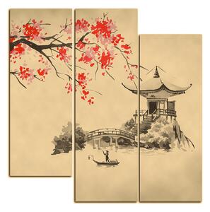 Obraz na plátně - Tradiční ilustrace Japonsko - čtverec 360FC (75x75 cm)