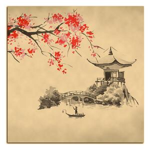 Obraz na plátně - Tradiční ilustrace Japonsko - čtverec 360FA (50x50 cm)