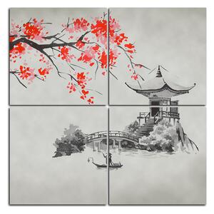 Obraz na plátně - Tradiční ilustrace Japonsko - čtverec 360D (60x60 cm)