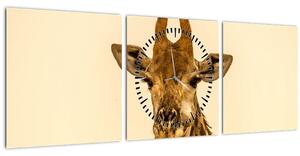Obraz žirafy (s hodinami) (90x30 cm)