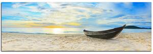 Obraz na plátně - Člun na pláži - panoráma 551A (105x35 cm)