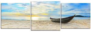 Obraz na plátně - Člun na pláži - panoráma 551D (150x50 cm)