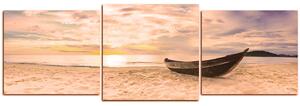 Obraz na plátně - Člun na pláži - panoráma 551FD (150x50 cm)