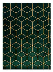 Koberec EMERALD exkluzivní 1014 glamour, styl kostka lahvově zelený / zlatý