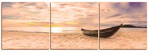 Obraz na plátně - Člun na pláži - panoráma 551FB (150x50 cm)