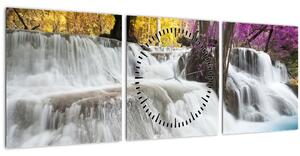 Obraz Erawan vodopádu v lese (s hodinami) (90x30 cm)