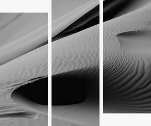 Černobílé linie písečných dun – Třídílný obraz C, 120 × 100 cm