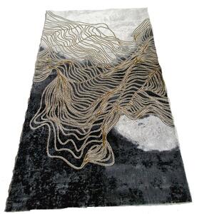 HU Černo-hnědo-bílý moderní koberec Artiste 25419A – Hnědá a šedá Rozměr: 60x110 cm
