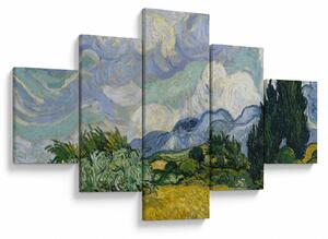 Obraz - Vincent van Gogh, Wheat Field with Cypresses, reprodukce (125x70 cm)