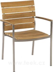 Stern Nerezové stohovatelné jídelní křeslo Savona, Stern, 57,5x55x85 cm, rám nerez, teak