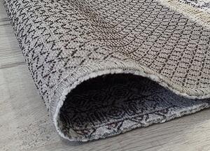 HU Béžovo-modrý koberec Banco 1022-MAVI se vzorem čtverců Rozměr: 60x110 cm