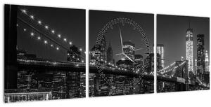 Obraz Brooklyn mostu v New Yorku (s hodinami) (90x30 cm)