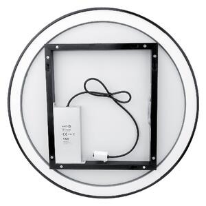 Černé kulaté zrcadlo do koupelny 60 cm s osvětlením, ddva dotykové spínače NIMCO ZPC 28000RVX-90