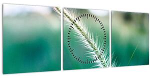 Obraz stébla trávy (s hodinami) (90x30 cm)