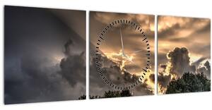 Obraz mračen a lesa (s hodinami) (90x30 cm)