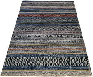 HU Vícebarevný pruhovaný koberec Banco 1049 – modrý Rozměr: 60x110 cm