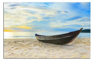 Obraz na plátně - Člun na pláži 151A (120x80 cm)