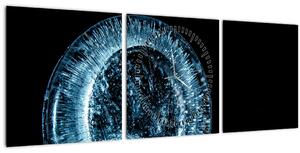 Obraz ledové kapky (s hodinami) (90x30 cm)