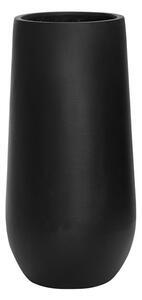 Pottery Pots Venkovní květináč kulatý Nax M, Black (barva černá), kolekce Natural, kompozit Fiberstone, průměr 35 cm x v 70 cm, objem cca 51 l