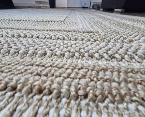 HU Moderní béžový koberec Boho 872-B s motivem obdélníků Rozměr: 60x100 cm