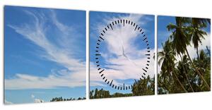 Obraz pláže (s hodinami) (90x30 cm)
