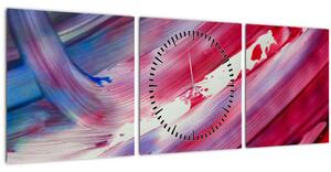 Obraz - růžovomodré barvy (s hodinami) (90x30 cm)