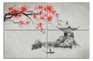 Obraz na plátně - Tradiční ilustrace Japonsko 160D (90x60 cm)