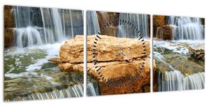 Obraz vodopádu (s hodinami) (90x30 cm)