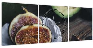 Obrázek fíků a avokáda (s hodinami) (90x30 cm)