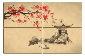 Obraz na plátně - Tradiční ilustrace Japonsko 160FD (90x60 cm)