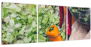 Obraz zeleniny (s hodinami) (90x30 cm)