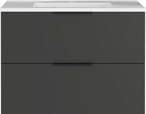 Antracitová nízká závěsná skříňka s umyvadlem 81x61 cm Crandon – Germania