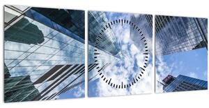 Obraz mrakodrapů (s hodinami) (90x30 cm)