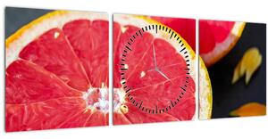 Obraz rozkrojených grapefruitů (s hodinami) (90x30 cm)