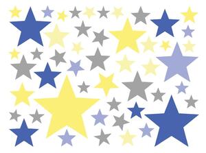 Sada 50 nástěnných samolepek Ambiance Stars Blue and Yellow