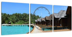 Obraz Maledivy (s hodinami) (90x30 cm)
