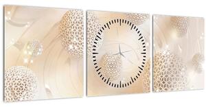 Obraz něžných koulí - abstraktní (s hodinami) (90x30 cm)