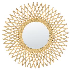 Nástěnné ratanové zrcadlo ve tvaru slunce ⌀ 60 cm béžové TAGOLU