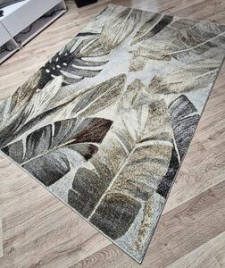 HU Béžovo-šedý koberec Villa 869 s listovým vzorem Rozměr: 60x100 cm