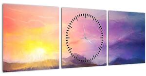 Obraz - Za svítání (s hodinami) (90x30 cm)