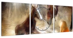 Obraz - Vítej na světě, hříbátko (s hodinami) (90x30 cm)