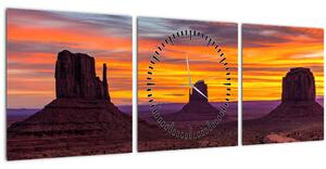 Obraz - Monument Valley v Arizoně (s hodinami) (90x30 cm)