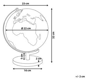 Globus černá / měď s LED osvětlením 32 cm MAGELLAN