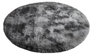 Tmavě šedý kulatý huňatý koberec Ombre Rozměr: 80 cm