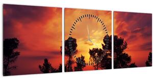 Obraz západu slunce (s hodinami) (90x30 cm)