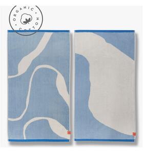 Bílo-modré ručníky v sadě 2 ks z Bio bavlny 50x90 cm Nova Arte – Mette Ditmer Denmark