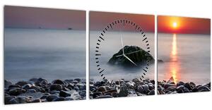 Obraz - Na pobřeží (s hodinami) (90x30 cm)